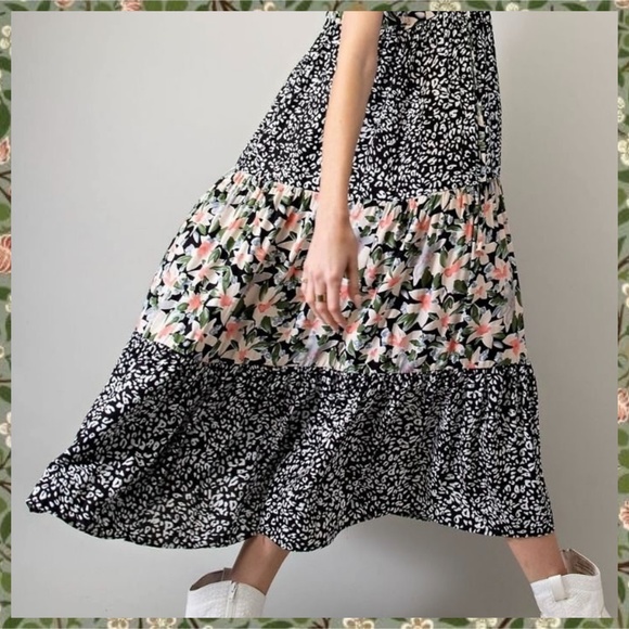 easel Dresses Easel Floral Animal Print Oversized Flowy Midi Maxi